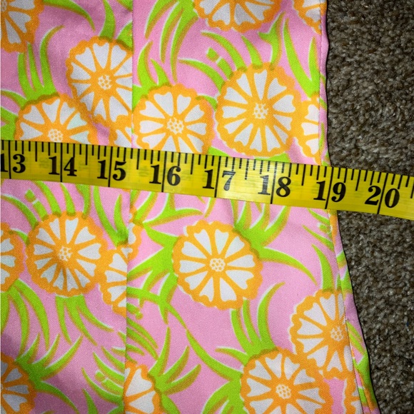 Vintage The Lilly Pulitzer Floral Neon 70’s Dress Tea Length Ruffled collar arms - Picture 4 of 7